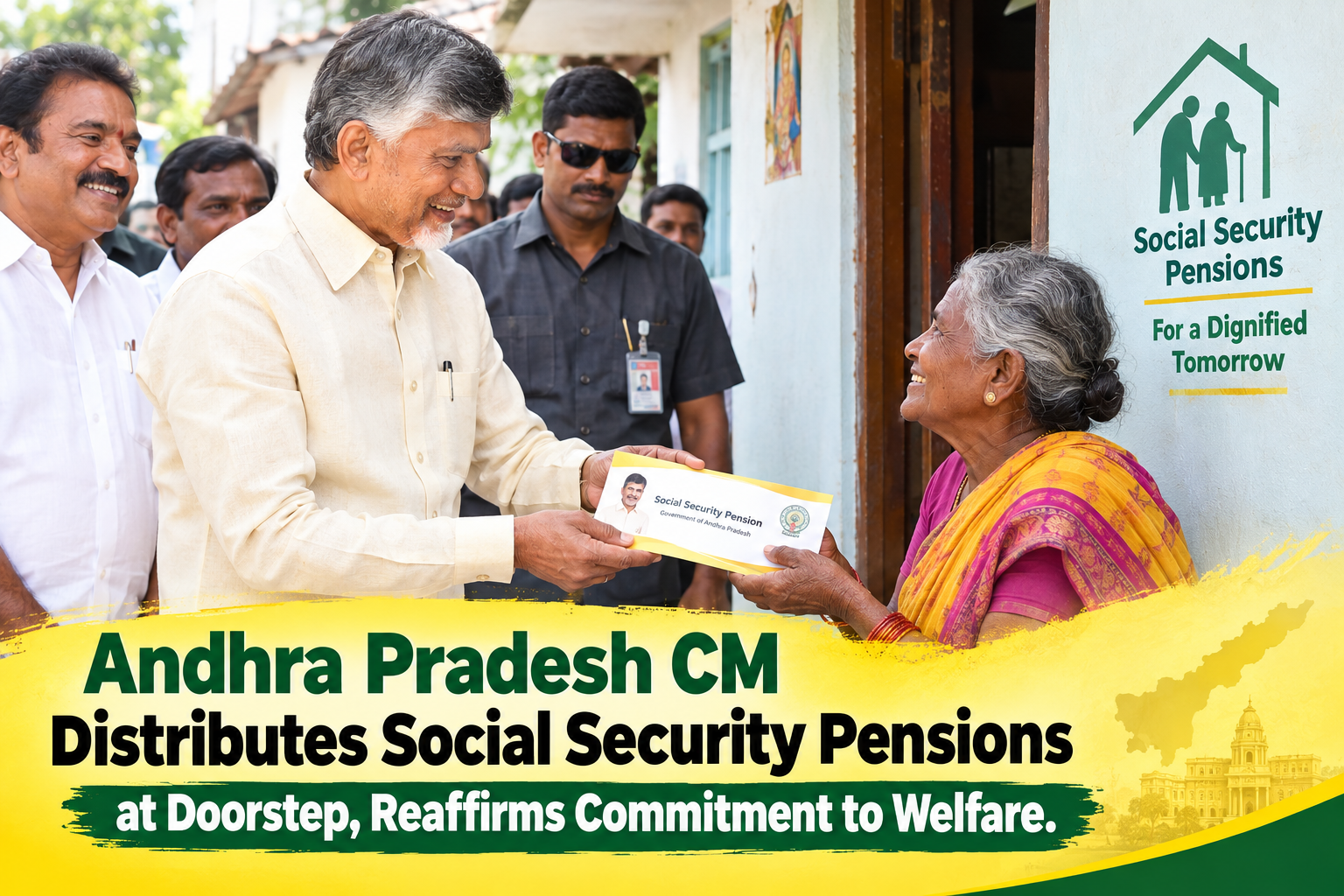 Andhra Pradesh CM Chandrababu Naidu Distributes Social Security Pensions at Doorstep, Reaffirms Commitment to Welfare
